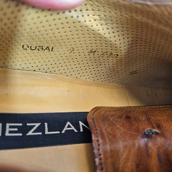Mezlan Dubai Brown Woven Wingtip Shoes Mens 9M All Leather Oxford Made in Spain main image 4